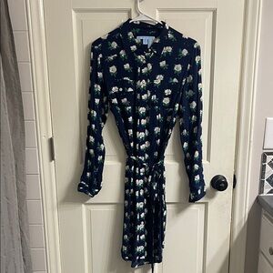 Draper James Navy Floral Long Sleeve Dress